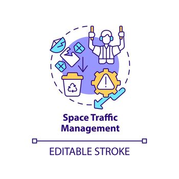 Space traffic management concept icon