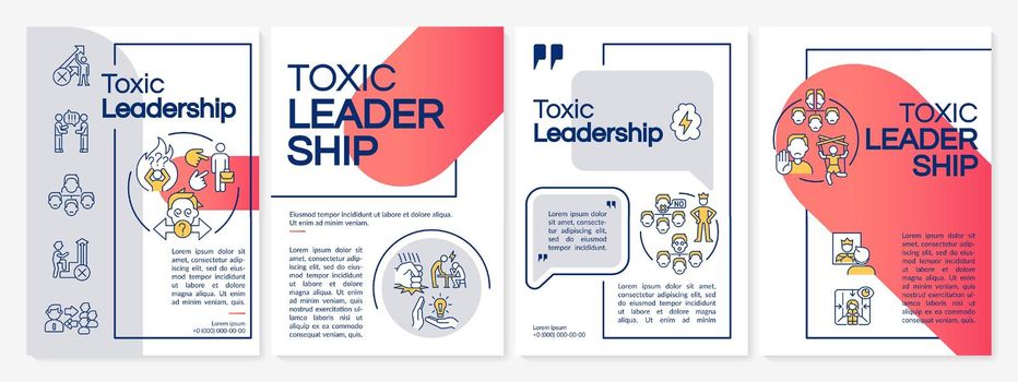 Toxic leadership red and grey brochure template