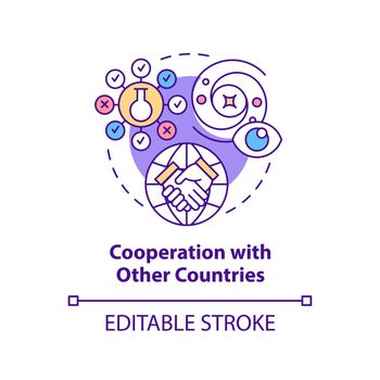 Cooperation with other countries concept icon