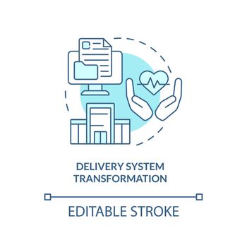 Delivery system transformation turquoise concept icon