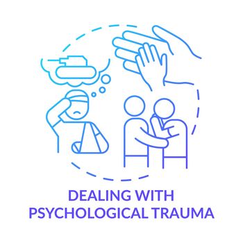 Dealing with psychological trauma blue gradient concept icon