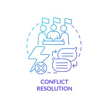Conflict resolution blue gradient concept icon