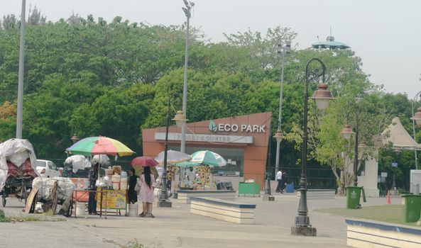 Entrance Gate of New Town Eco Park, A large recreation area for activities such as boating and cycling and a playground, lake and gardens. Rajarhat Kolkata India South Asia Pacific March 22 2022