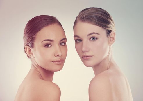 Forever young and beautiful. Studio beauty shot of a two young models.