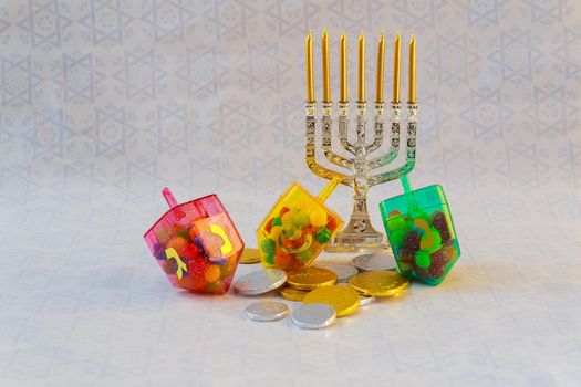 Jewish holiday hanukkah celebration tallit vintage menorah
