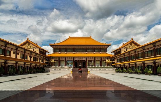 Architecture of Taiwanese temple-style at Fo Guang San Temple. 
