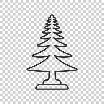 Conifer tree icon in flat style. Fir flora vector illustration on white isolated background. Ecology sign business concept.