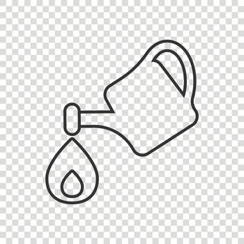 Watering can icon in flat style. Garden tool vector illustration on white isolated background. Cultivate growth sign business concept.