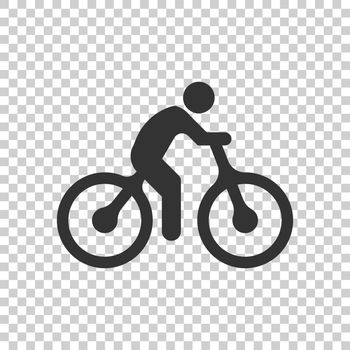 Bicycle icon in flat style. Bike with people vector illustration on white isolated background. Rider business concept.