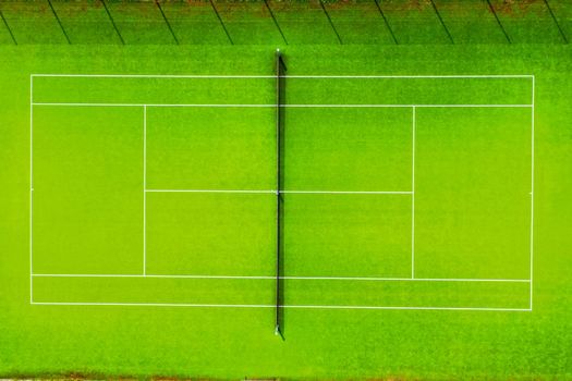 Tennis court field on green grass Baseline for a tinnis sport game isolated on white background