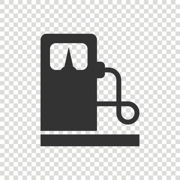Fuel pump icon in flat style. Gas station sign vector illustration on white isolated background. Petrol business concept.