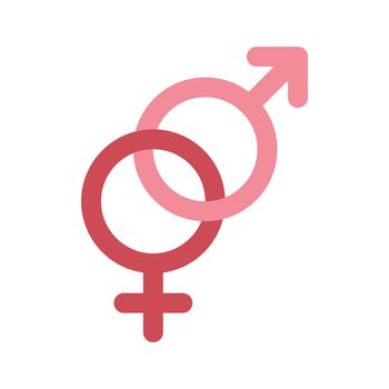 Male and female connected red and pink symbol