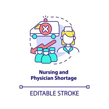 Nursing and physician shortage concept icon