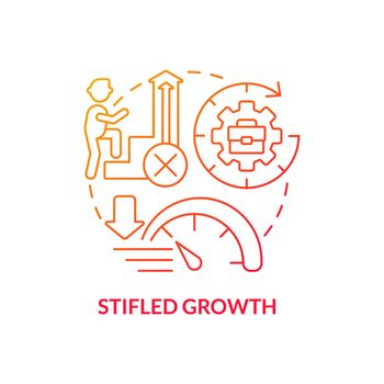 Stifled growth red gradient concept icon