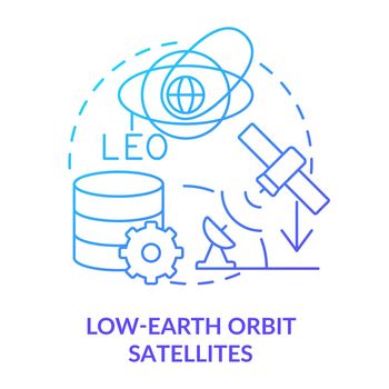 Low-earth orbit satellites blue gradient concept icon