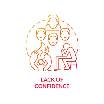 Lack of confidence red gradient concept icon