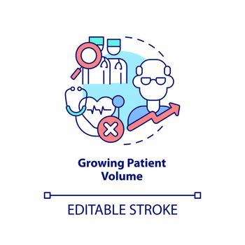 Growing patient volume concept icon