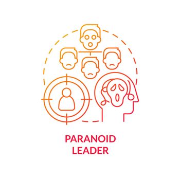 Paranoid leader red gradient concept icon