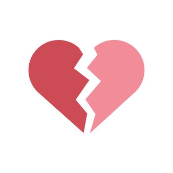 Broken heart vector icon on white background