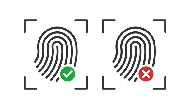 Fingerprint permission icon green and red mark