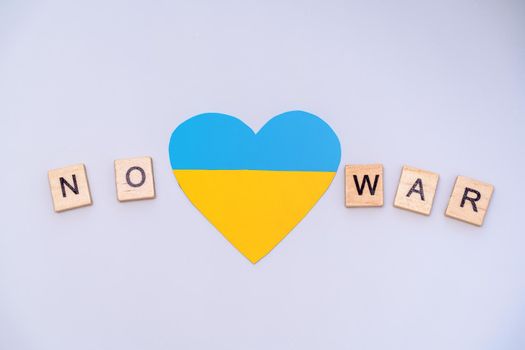 Heart pattern, yellow and blue flag of Ukraine. Peace concept.