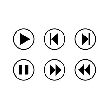 Music button vector icon set on white background