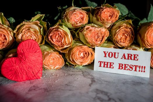 Beautiful english roses flowers. sunshine, Beautiful peony-shaped bushy pink roses. Happy mothers day or Valentine's day, the concept of love and loyalty.The concept of a flower shop
