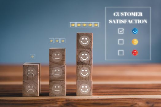 Customer Survey Feedback and Satisfaction Service Concept. Template Banner for Presentation Rate of Satisfaction Evaluation Customers Service. Product Questionnaire for Customer Satisfied Feedback.