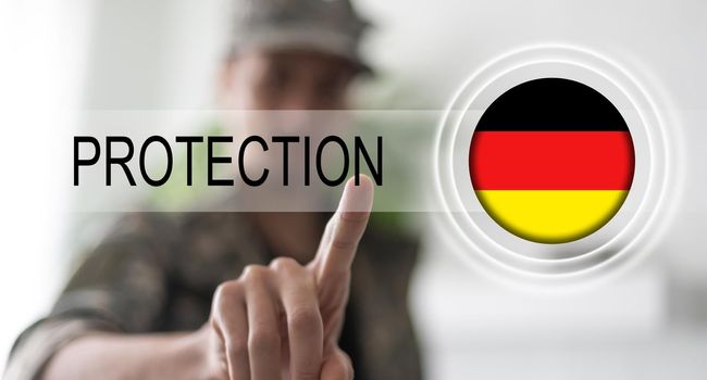 germany flag with virtual protection button