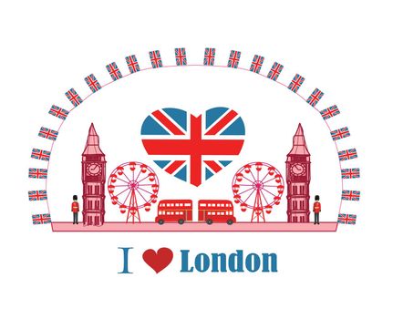 decorative banner with icons of London
