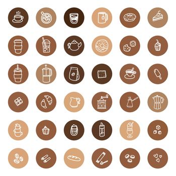 Highlight covers. Cafe blog collection. Round icons for social media stories. Vector set.