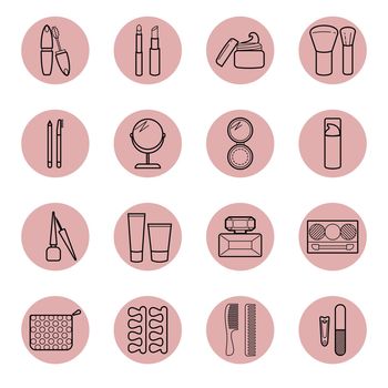 Highlight covers. Beauty icon collection. Round icons for social media stories. Vector set.
