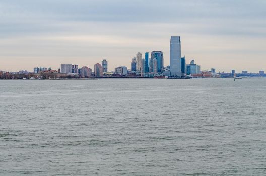 Jersey City, New Jersey with Hudson river in forefront