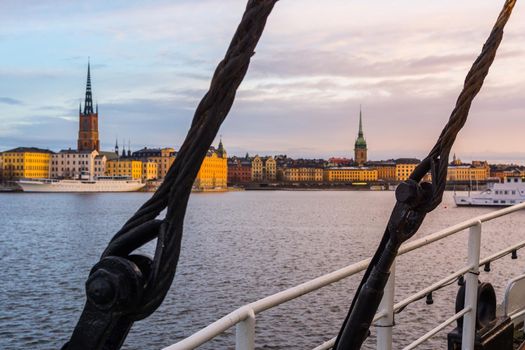Stockholm Skyline with boat in forefront