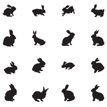 Rabbit and Hare Easter collection - vector silhouette