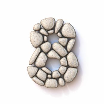 Pebble font Number 8 EIGHT 3D