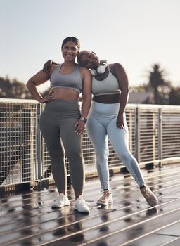 She my best friend and my favourite workout buddy. Shot of two young women out for a run together.