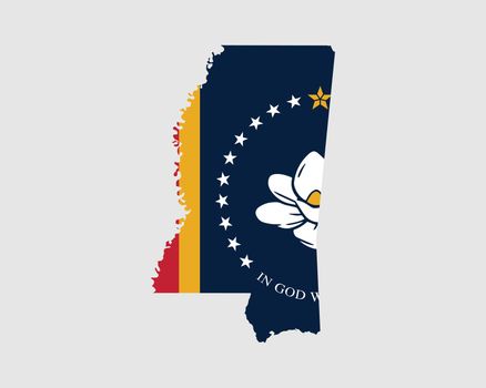 Mississippi MS USA Map Flag
