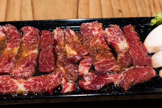 Korean traditional style fresh pork beef belly BBQ