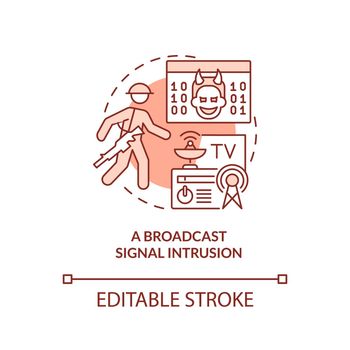 Broadcast signal intrusion red concept icon