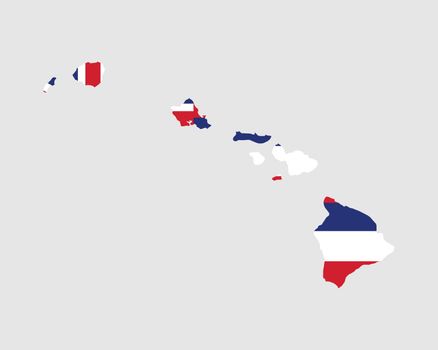 Hawaii HI USA Map Flag