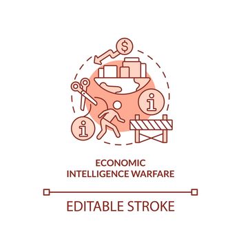 Economic intelligence warfare red concept icon