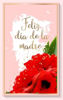 Important mother's day flyer template. prepare a flyer layout. Written in spanish: happy mother's day. Flyer for International Women's Day. Banner layout
