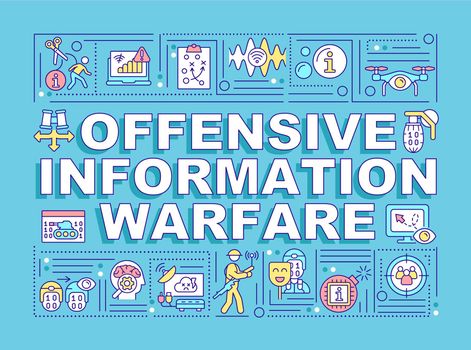 Offensive information warfare word concepts turquoise banner