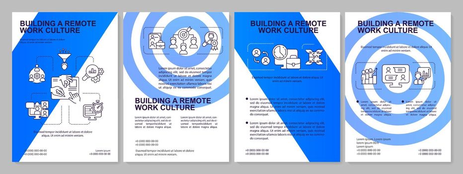 Building remote work culture blue brochure template