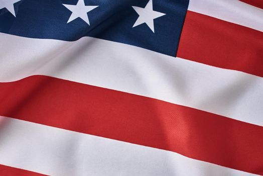 American flag background. USA flag waving, closeup