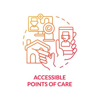 Accessible points of care red gradient concept icon