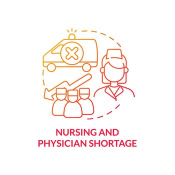 Nursing and physician shortage red gradient concept icon