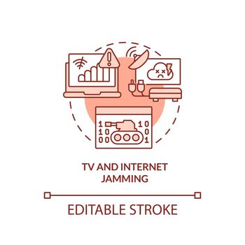 TV and internet jamming red concept icon