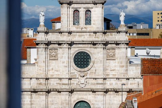 Braga, Portugal - October 21, 2021: Architecture detail of the Church of the Carmelites (Igreja do Carmo) on a fall day